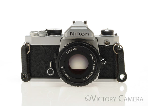 Nikon FM Chrome 35mm Film Camera w/ 50mm f1.8 AI-s Lens [EXC]