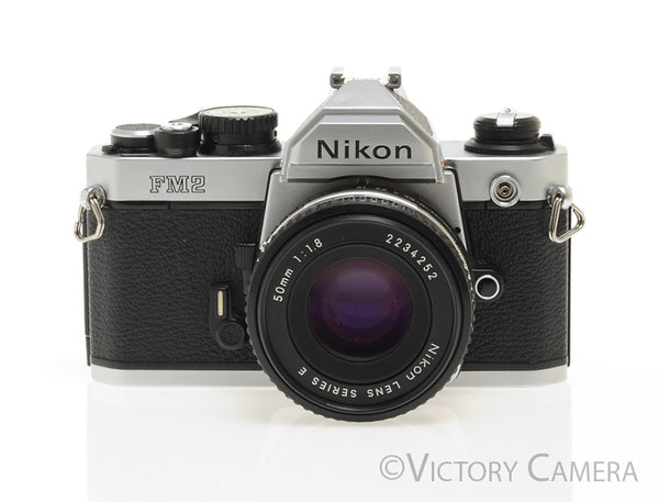 Nikon FM2 35mm Chrome Film SLR w Nikon 50mm f1.8 AI-S Lens -New Seals-