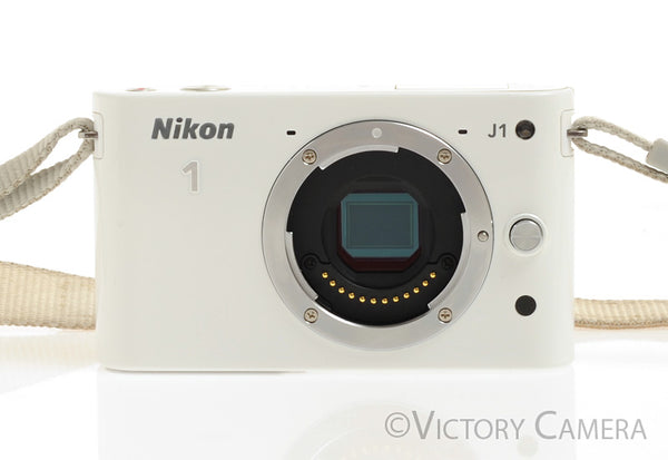 Nikon 1 J1 White Mirrorless 10.1MP Digital Camera Body -Clean-