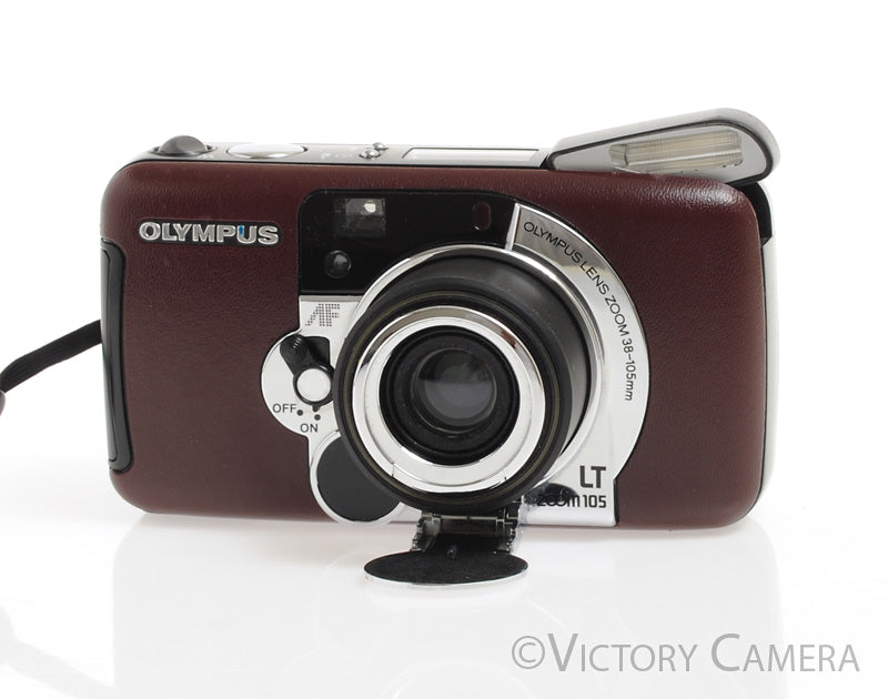 Olympus Zoom 105 LT Black &amp; Leather 35mm Point &amp; Shoot Camera -Nice-
