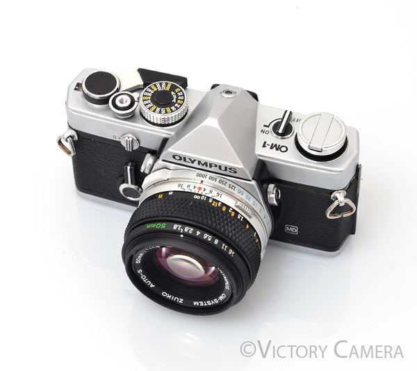 Olympus OM-1 MD Chrome Film Camera Body w/ 50mm f1.8 Lens -New Seals-