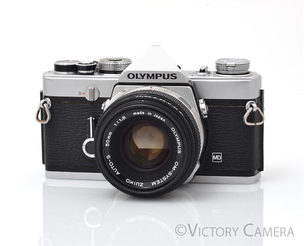 Olympus OM-1 MD Chrome Film Camera Body w/ 50mm f1.8 Lens -New Seals-