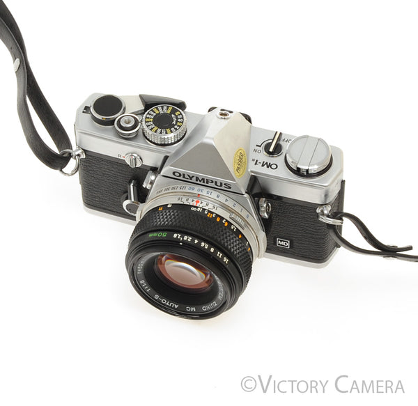 Olympus OM-1N MD Chrome Film Camera Body w/ 50mm F1.8 Lens [EXC]