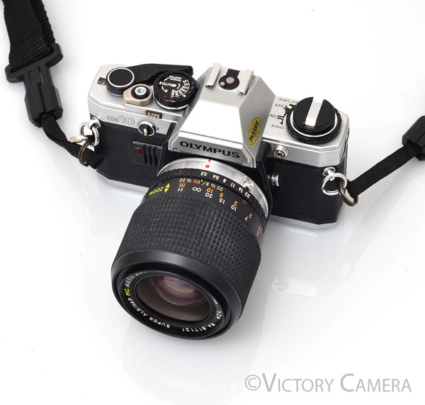 Olympus OM-10 Chrome 35mm Camera w/ 38-70mm Zoom Lens [EXC]