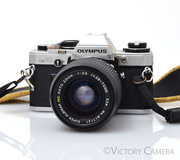 Olympus OM-10 Chrome 35mm Camera w/ 38-70mm Zoom Lens [EXC]