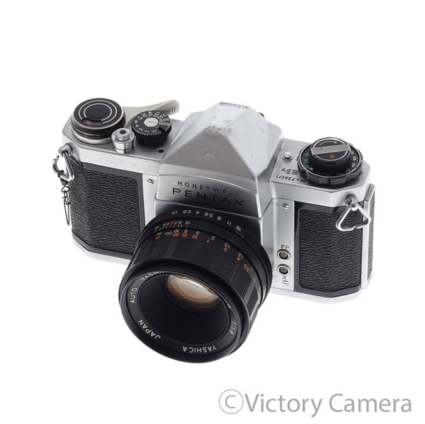 Pentax-D 1:2 12.5-63mm レンズ VCL-1205BYS Pentax H3 Chrome 35mm SLR Camera w/ 50mm f1.9 Lens [EXC]