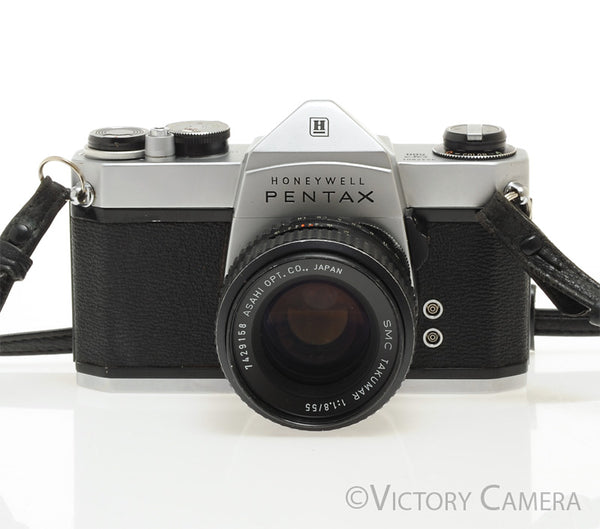 Pentax Spotmatic SP 500 Chrome 35mm Camera 55mm f1.8 Lens -No Meter- [