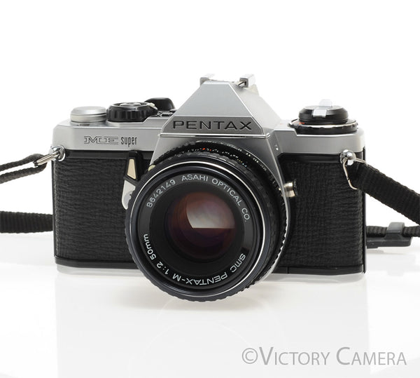 Pentax ME Super Chrome 35mm SLR Camera w/ 50mm f2 Lens -New Seals- [MI