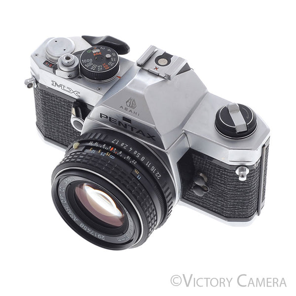 【美品】 PENTAX MX / PENTAX-M 50mm f1.7 Pentax MX Chrome 35mm Camera w/ 50mm f1.7 Prime Lens -New Seals- [EXC-