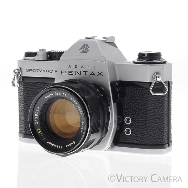 Pentax Spotmatic F Chrome 35mm Camera w/ 55mm f2 Lens -No Meter- [EXC-