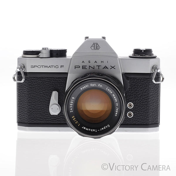 Pentax Spotmatic F Chrome 35mm Camera w/ 55mm f2 Lens -No Meter- [EXC-