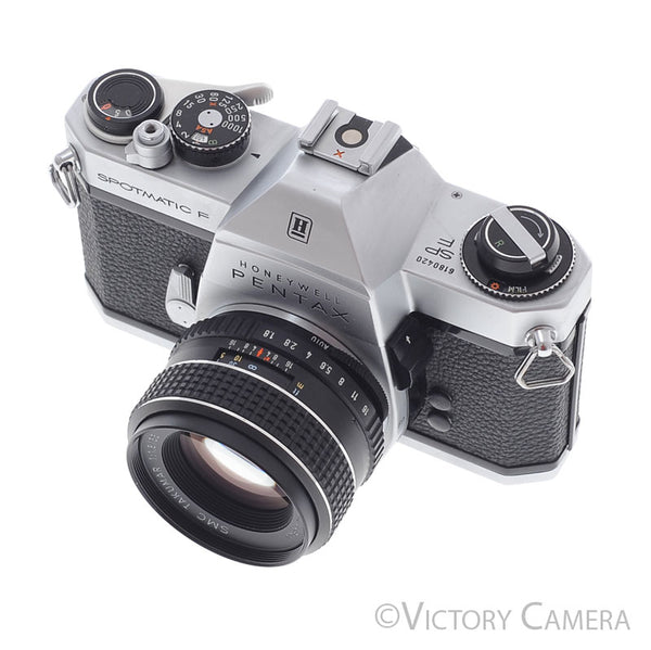 Pentax Spotmatic F Chrome 35mm Camera w/ 55mm f1.8 Lens -No Meter- [EX