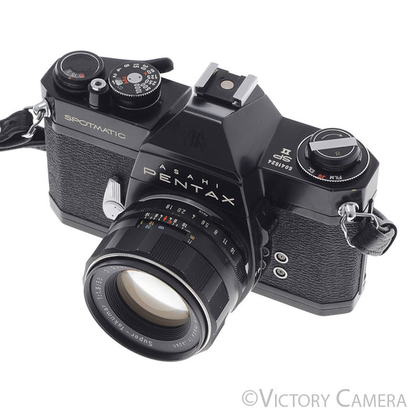 Pentax Spotmatic SPII Black 35mm Film Camera 55mm f1.8 Lens -NO METER-