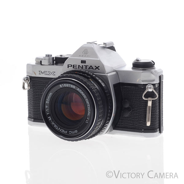 Pentax MX Chrome 35mm Camera w/ 50mm f1.7 Prime Lens -New Seals- [EXC]