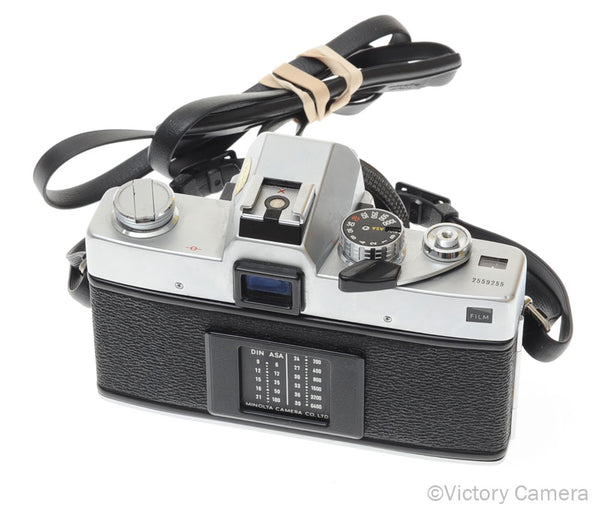 Minolta SRT 202 Chrome 35mm Camera w/ 50mm f1.9 Lens -New Seals- [EXC-