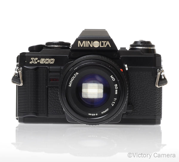 Minolta X-500 Black 35mm SLR Camera w/ 50mm f1.7 Prime Lens [EXC]