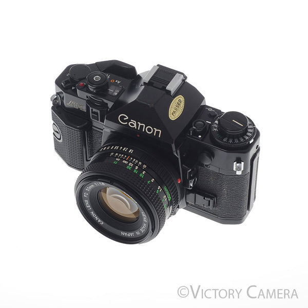 Canon A-1 A1 Black 35mm Film SLR Camera w/ 50mm f1.8 Lens -CLA'd- [EXC