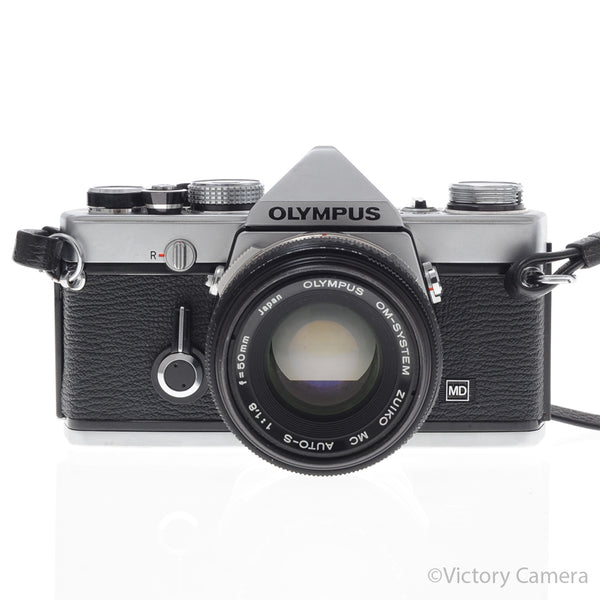 Olympus OM-1N MD Chrome Film Camera Body w/ 50mm F1.8 Lens [EXC]
