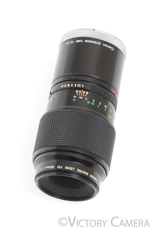 Canon 100mm F4 FD Telephoto Macro Zoom Lens w/ 50mm Extension