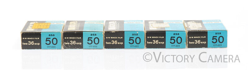 5x Minox ASA 50 Fine Grain Black &amp; White Film B/W Minox Film -Expired 1974- - Victory Camera