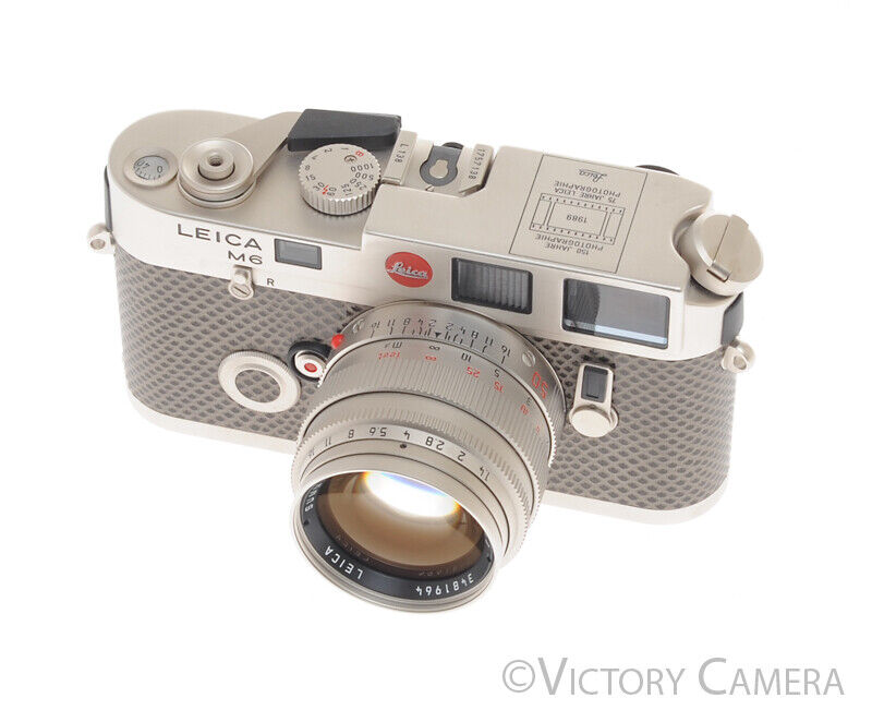 Leica M6 w/ 50mm Summilux 150 Jahre Set Platinum Film Rangefinder Camera -Mint- - Victory Camera