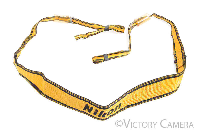 Nikon Genuine AN-6Y Yellow / Black Camera Neck Strap w/ Engraved Metal for F4 - Victory Camera
