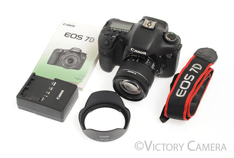 Canon EOS 7D 18MP Digital SLR Body w/ 18-55mm Zoom &amp; Charger -Nice- - Victory Camera