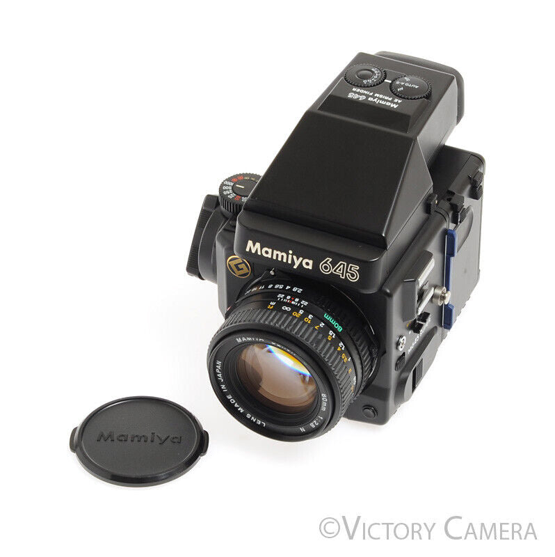 Mamiya 645 Super Medium Format Film Camera w/ AE Prism Finder 80mm Lens Winder - Victory Camera