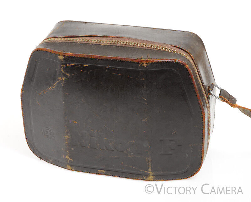 Nikon F Brown Hard Leather System Case -Read, Broken Zipper-