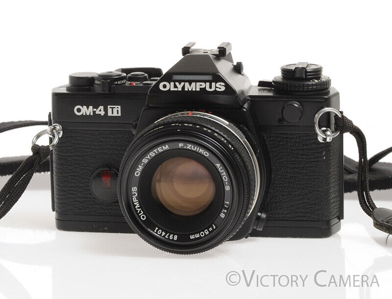 Olympus OM-4Ti OM-4 Ti Rare Black 35mm Camera w/ 50mm f1.8 Lens -Good Seals- - Victory Camera