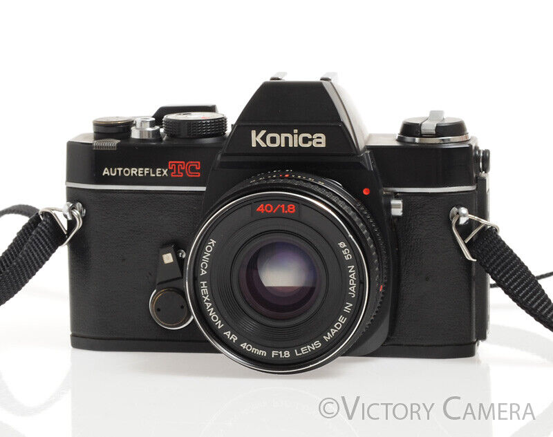 Konica Autoreflex TC Black 35mm Film Camera w/ 40mm f1.8 Lens -Clean-