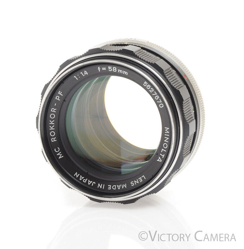 Minolta Rokkor-PF MC 58mm F1.4 Prime Lens -Clean- - Victory Camera