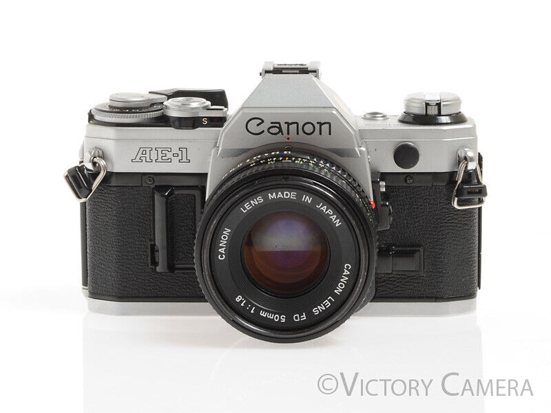 Canon AE-1 35mm Chrome Camera 50mm F1.8 Lens -New Seals- - Victory Camera
