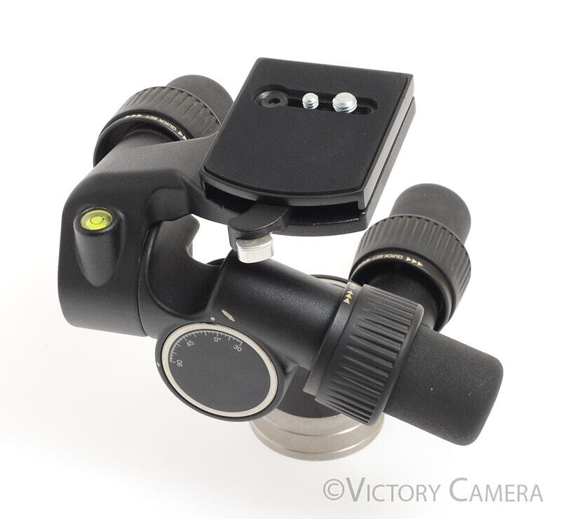 Manfrotto 405 3-Way Tripod Head w/ 410PL QR Quick Release Plate -Nice-