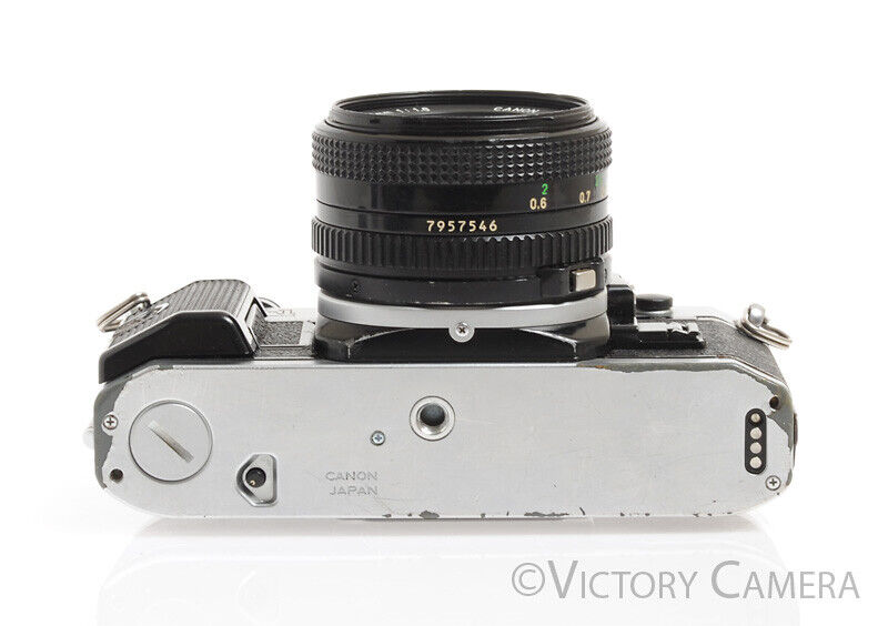 Canon AE-1 Program Chrome 35mm Film SLR Camera w/ 50mm F1.8 Lens -No Squeak-