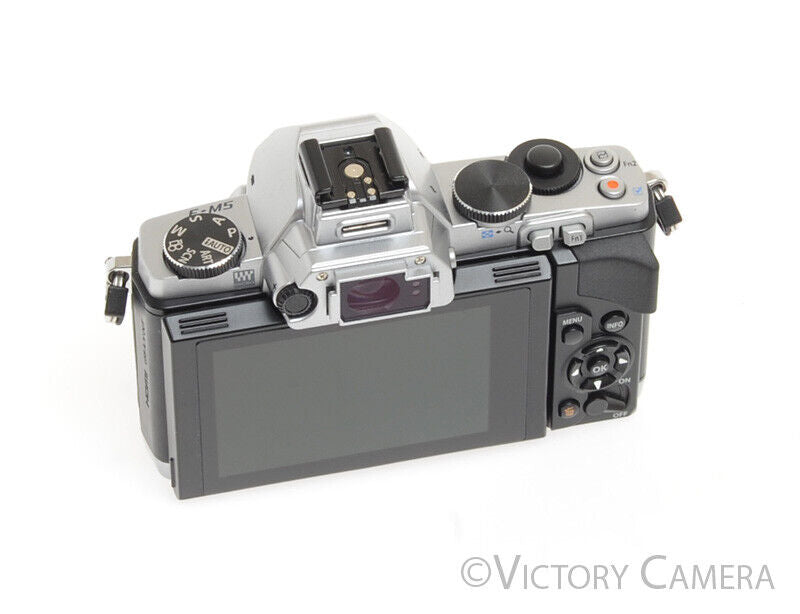 Olympus OM-D E-M5 16.1MP Chrome Mirrorless Digital Camera Body -ONLY 220 SHOTS- - Victory Camera
