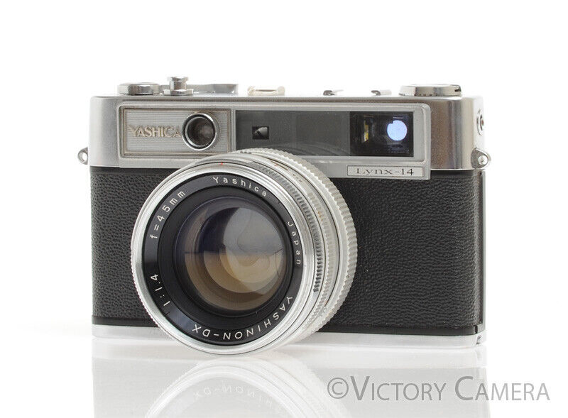 Yashica Lynx-14 Chrome 35mm Rangefinder Camera w/ 45mm f1.4 Lens -Parts, Fungus- - Victory Camera