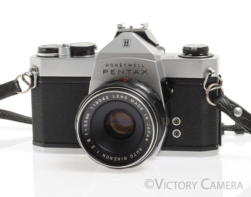 Pentax Spotmatic SP 500 Chrome 35mm SLR Camera w/ 55mm f2.8 M42 Lens -No Meter-