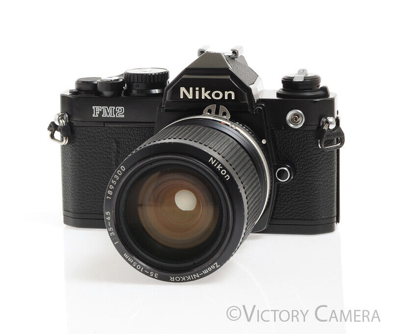 Nikon FM-2n FM2n Black Camera Body w/ 35-105mm F3.5-4.5 AI-S Lens -New Seals-