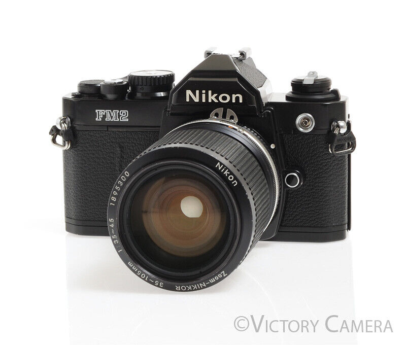 Nikon FM-2n FM2n Black Camera Body w/ 35-105mm F3.5-4.5 AI-S Lens -New Seals- - Victory Camera
