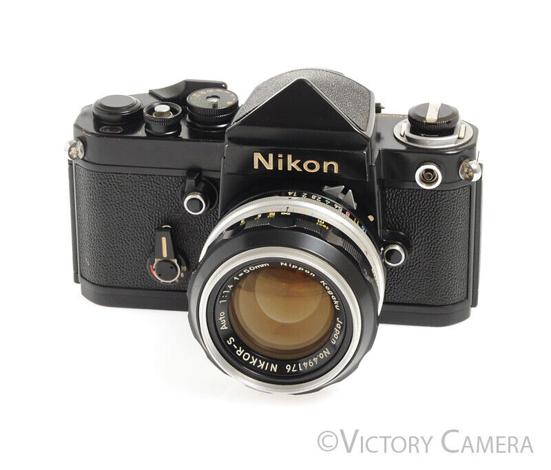 Nikon F2 Black w/ Nikkor-S 50mm f1.4 lens and Eyelevel Finder -Clean, New Seals-
