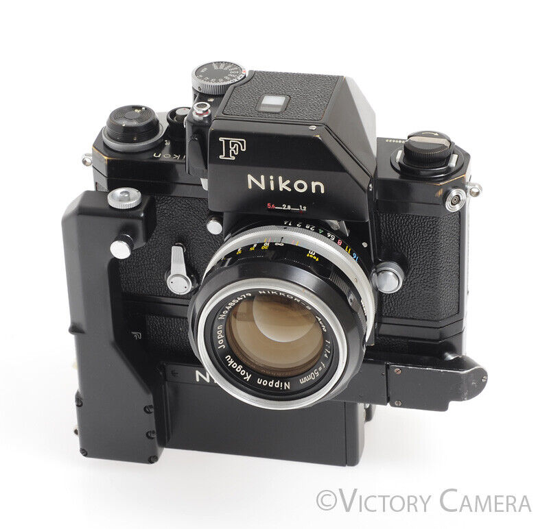 Nikon F Rare Black Photomic FTN w/ F-36 Motordrive & 50mm f1.4 Lens -V