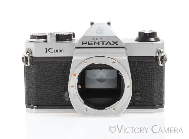 Pentax K1000 Chrome 35mm Film SLR Camera Body -New Seals, No Meter-