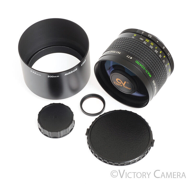 ClearView 300mm f5 Multi-Coated Mirror Lens w/ Aperture Ring for M42 -Clean- - Victory Camera