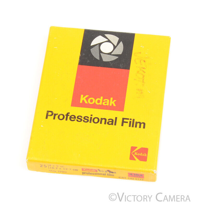 Sealed 25 Sheet Kodak Tri-X Pan Professional 4x5 Sheet Film -Expired 1980-