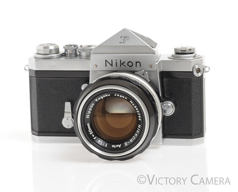 Early 1960/61 64xxx Nikon F w/ 50mm f1.4 Lens, Eye Level Finder -New Seals- [EXC+] - Victory Camera