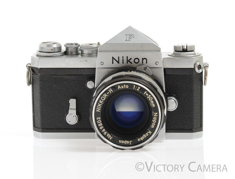 Nikon F Early 1960/61 64xxx w/ 50mm f2 Lens, Eye Level Finder -Good Seals- - Victory Camera