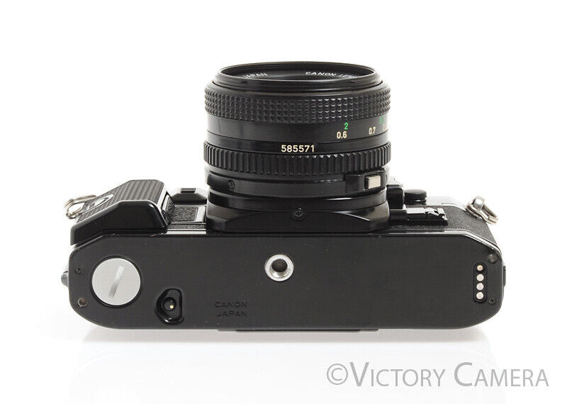 Canon A-1 A1 35mm Black Camera w/ 50mm F1.8 Lens -New Seals, No Squeak- - Victory Camera