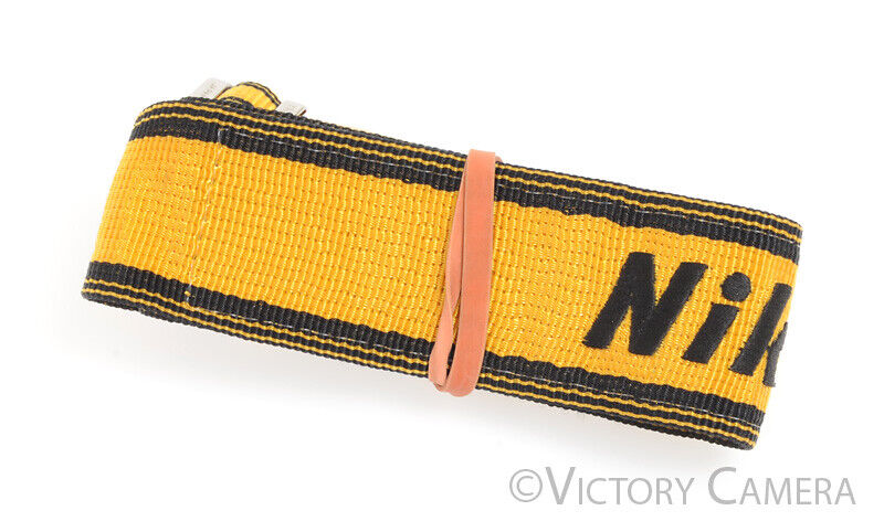Nikon Genuine AN-6Y Yellow / Black Camera Neck Strap w/ Engraved Metal for F4 - Victory Camera