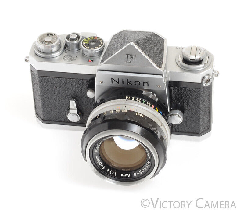 Early 1960/61 64xxx Nikon F w/ 50mm f1.4 Lens, Eye Level Finder -New Seals- [EXC+] - Victory Camera